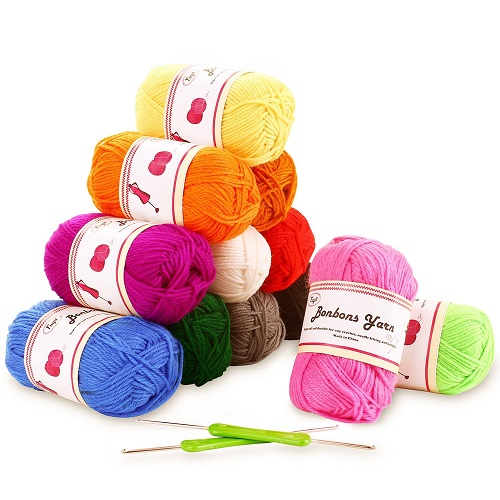 Fousenuk 12 Colores Lanas para Crochet, 10g/20m Gruesa Lanas para Tejer  Hilo Algodon Crochet, Ovillo